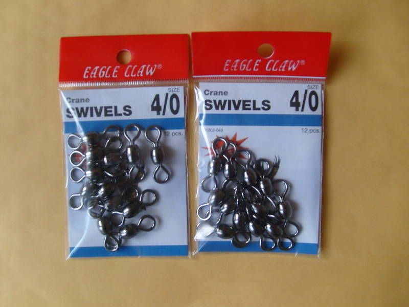 EAGLE CLAW CRANE SWIVELS BLACK SIZE 4/0 HEAVY DUTY 24PC  