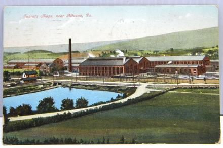   POSTCARD JUNIATA SHOPS RAILROAD ALTOONA PA 1908 PRR NS PHOTOGRAPH