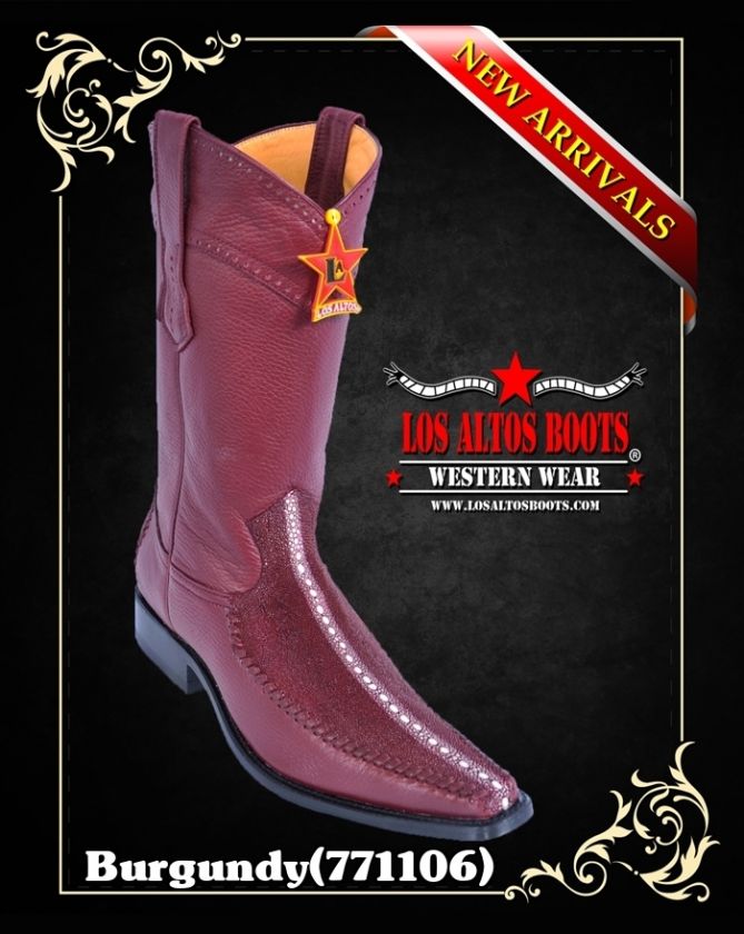 SQUARE TOE STINGRAY WESTERN COWBOY BOOTS BY LOS ALTOS  