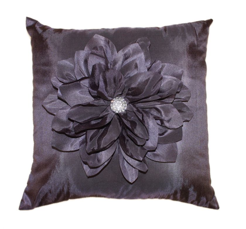 LAURENT FLOWER EGGPLANT/PURPLE THROW PILLOW 16 SQ.  