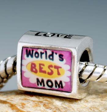 NEW YEAR GIFTS CHARM LETTERS LOVE WORLDS BEST MOM SILVER EUROPEAN 