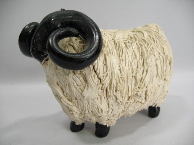 vtg Signed Scotland Spaghetti Sheep Ram Art Sculpture  