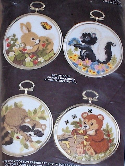 Janlynn Forest Animals Crewel Kit NIP Bunny Skunk Bear Raccoon  