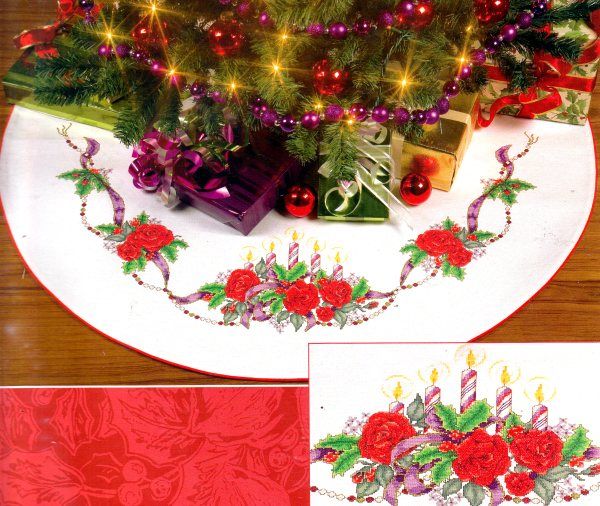 JCA Counted Cross Stitch kit 40 ~ GARLAND Tree Skirt Sale #08532 