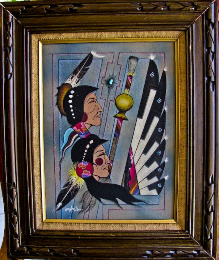   stewart navajo master artist sandpainting untitled X framed  