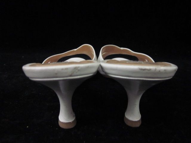 ENRICO ANTINORI White Leather Sandals Heels Sz 38 8 BOX  