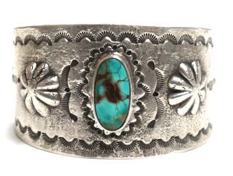 Lyndon Tsosie Pilot Mountain Turquoise Cuff –Old Style  