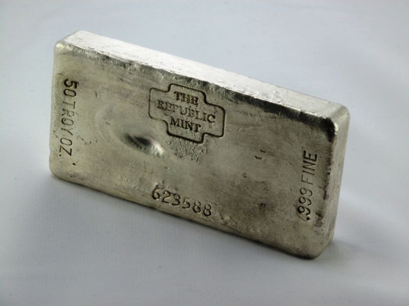 Republic Mint 50oz .999 fine silver bullion bar  