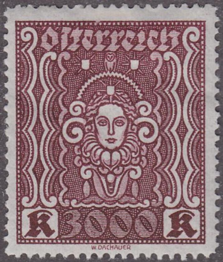 Austria #296 mint 3000kr Art & Science 1923 cv $20  