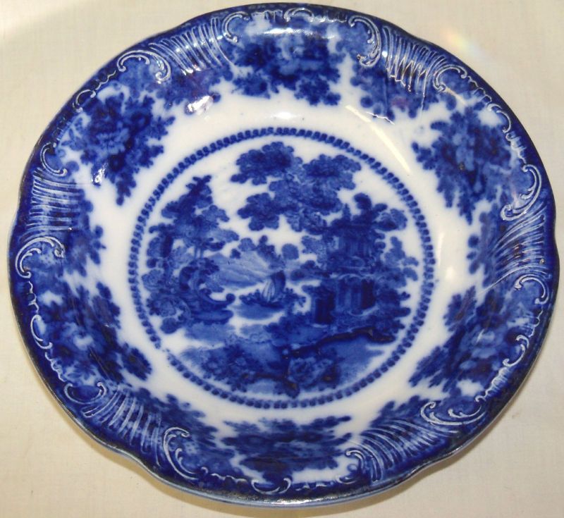 Old Antique W Adams England Flow Blue Bowl Dish  