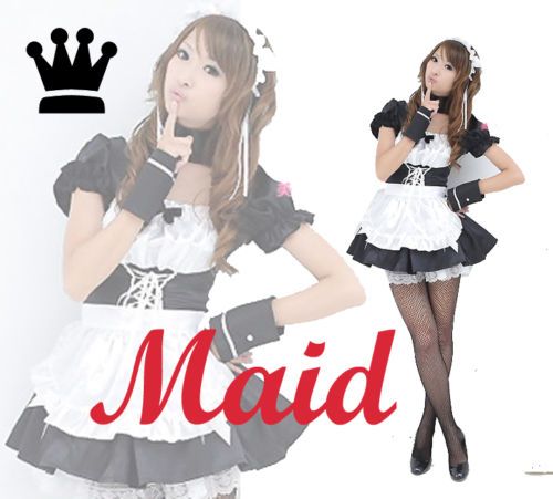 NEON GENESIS EVANGELION LOLITA MAID COSPLAY BLACK ASUKA  