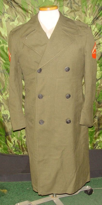 VIETNAM 197O MARINE CORP USMC WOOL OVERCOAT TRENCH COAT  