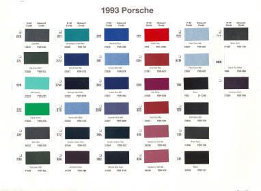 1993 PORSCHE PAINT COLOR SAMPLE CHIPS CARD OEM COLORS  