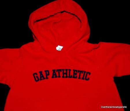 Boys 2T Baby GAP Hooded Sweats Longall Romper Outfit Red Logo Fall 