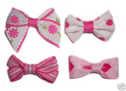 Assorted Pink Dog Puppy Hair Clips Barettes Bows  