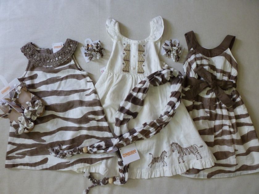 Gymboree ZEBRA SAFARI Dress Scarf Sandal Barrettes NWT  