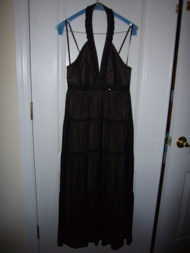 NEW WOMEN BCBG HALTER EMBELLISHED TIERED SILK DRESS SIZE 2  