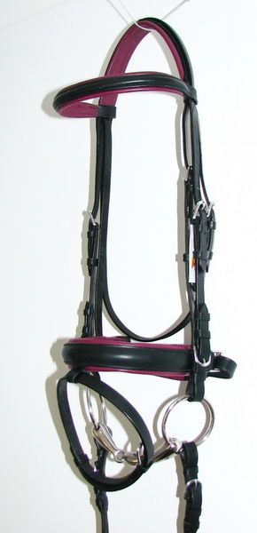 FSS German Posh BURGUNDY BORDEAUX Comfort Padded Dressage CRANK Bridle 