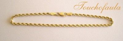 14K GOLD 2.5 MM DIAMOND CUT 7 1/8  ROPE CHAIN BRACELET  