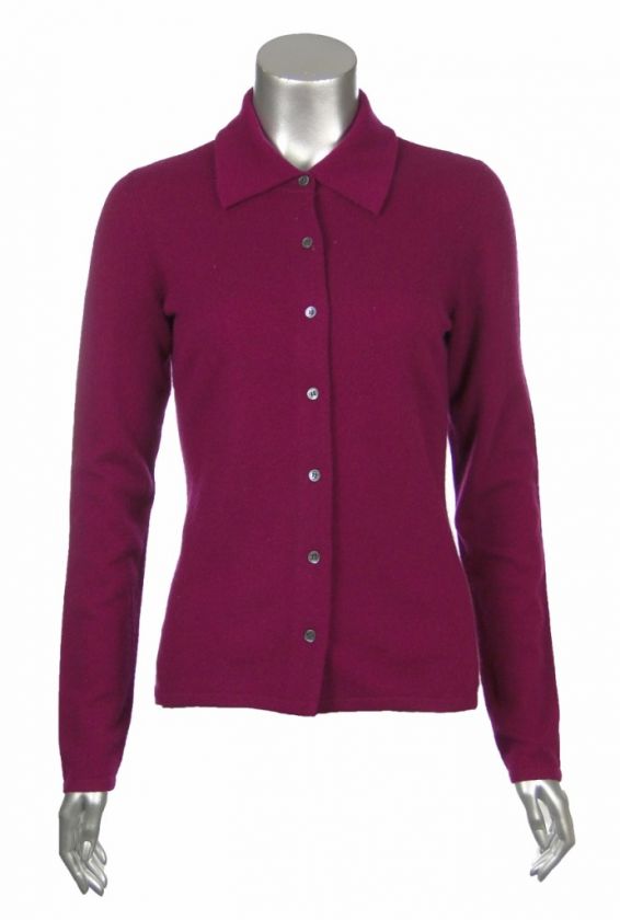 Sutton Studio Womens 100% Cashmere Button Front Shirt Sweater   PS, S 