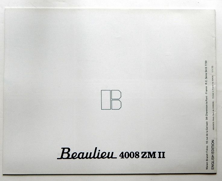 1973 BEAULIEU 4008 ZMII FILM MOVIE CAMERA BROCHURE  