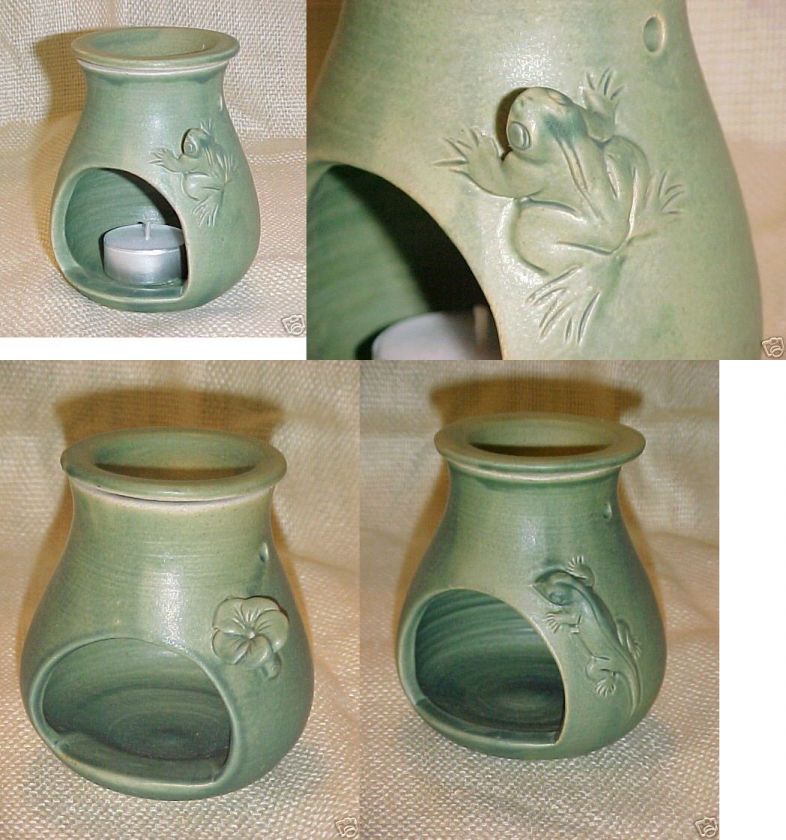 Celadon Green Pottery Lizard/Flower/Frog Aroma Burner  