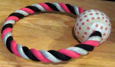 ROPE RING WITH TENNIS BALL PET DOG CAT TOY NEW  