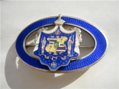 hawaiian old enamel champleve sterling hawaii coat of arms pin  