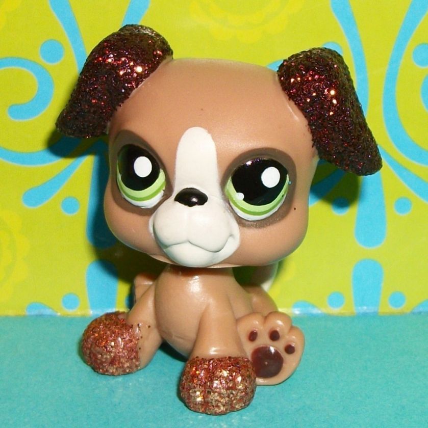   Pet Shop~#2351 COPPER SPARKLE BROWN BOXER PUPPY DOG Glitter~C173 LPS