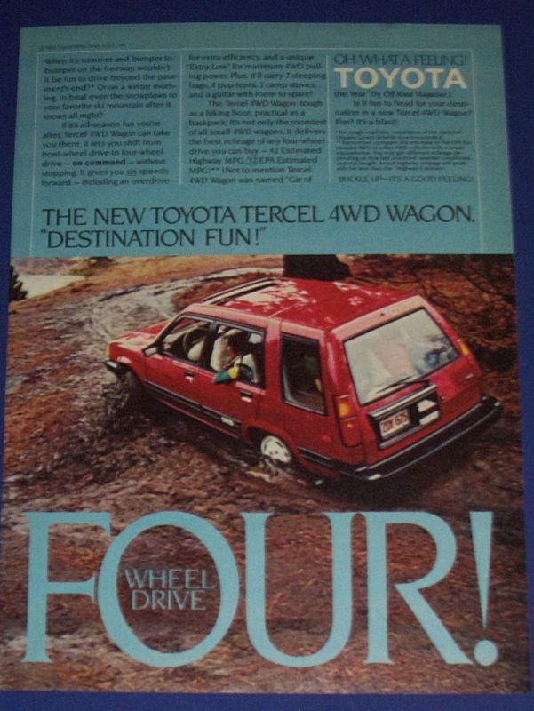 1983 TOYOTA TERCEL 4WD WAGONDESTINATION FUN AD ART  