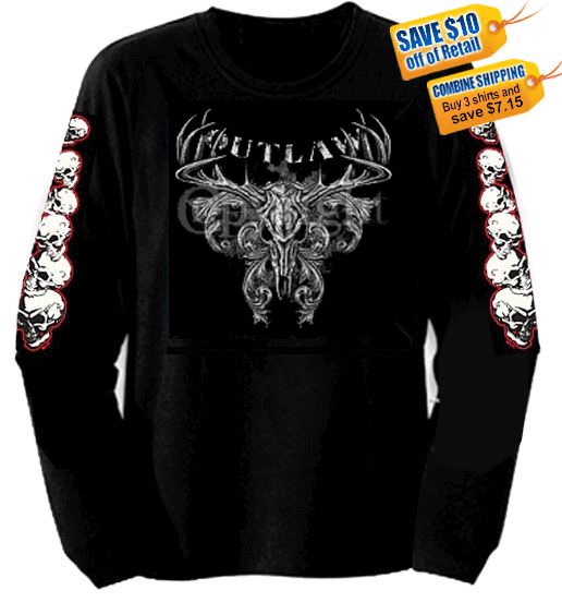 NEW OUTLAW BIKER LONG SLEEVE T SHIRT  