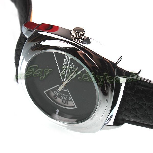 6x Black Boy Mens Faux Leather Electronic Charms Wristwatch 25cm 