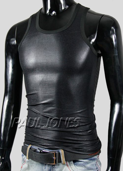   Tight Leather Like Underwear Tank Top Shirts T shirts Tencel Cotton