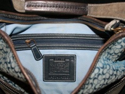 Coach Small Hobo Blue Purse with C and suede trim  