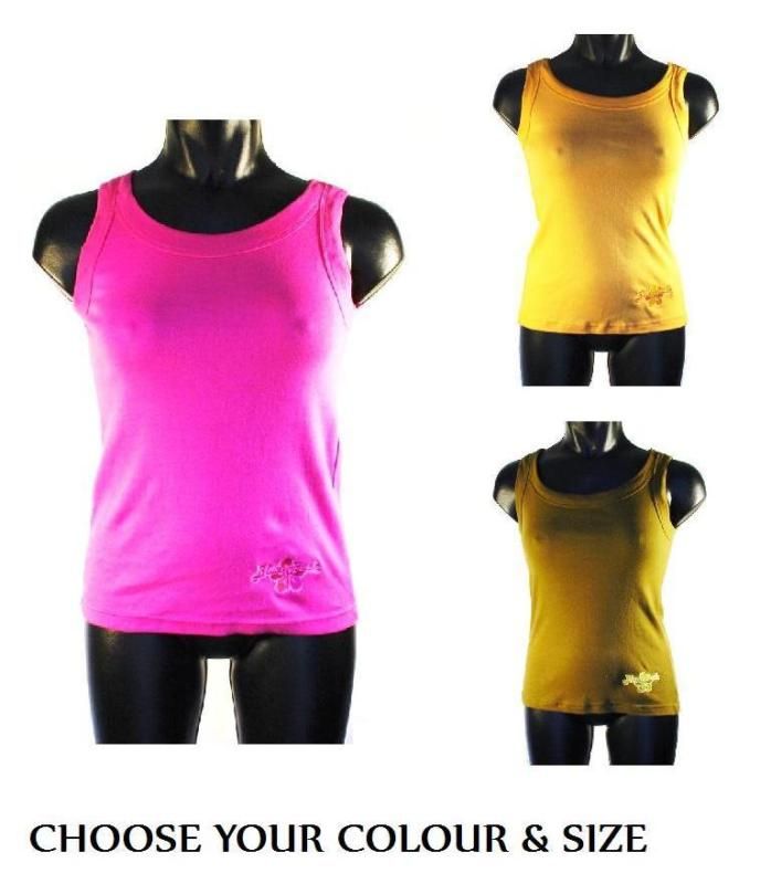 LADIES VEST TOP T SHIRT PINK ORANGE OLIVE 8 10 12 14 16  