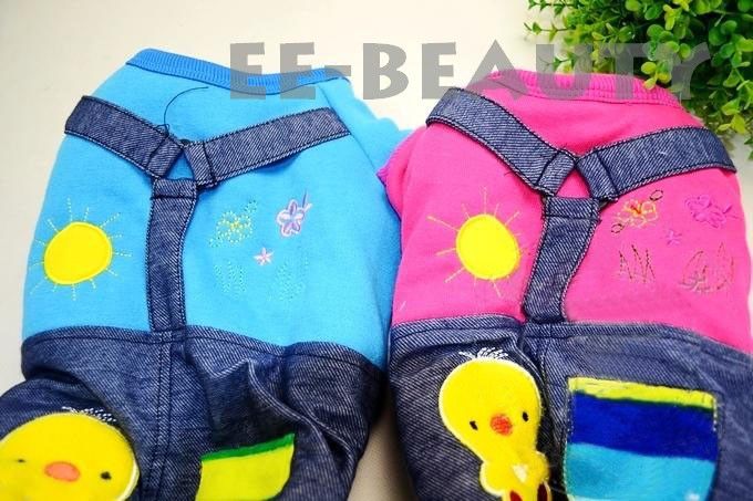 Fleece Inside Warm Blue Braces Pants Overalls Dog Pet Clothes Apparel 