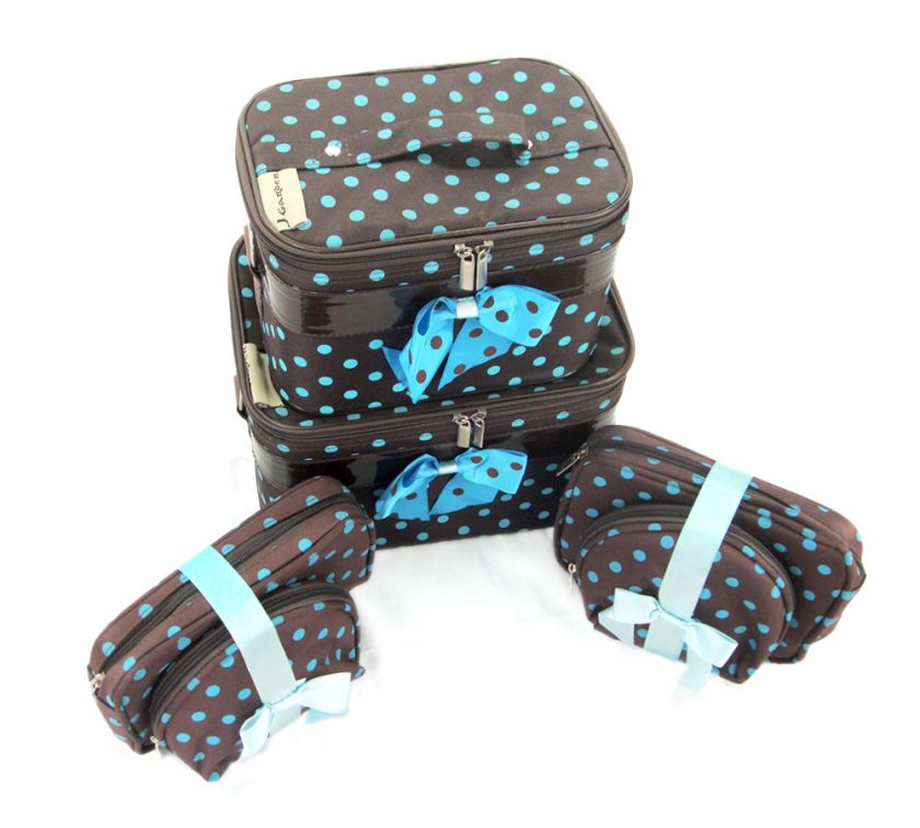 Polka Dot Cosmetic Case Travel Luggage MakeUp Bag  SET  