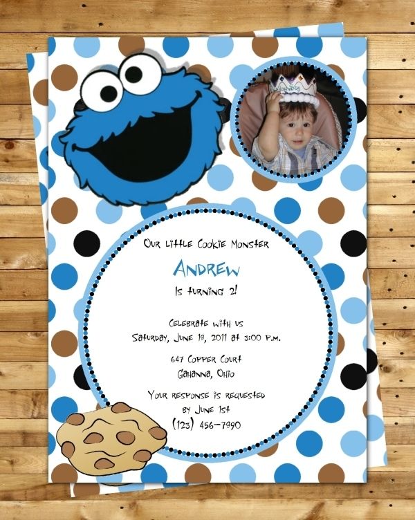 Cookie Monster Sesame Street U PRINT Birthday Party INVITATION DIY 