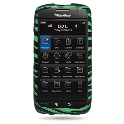 For T Mobile Blackberry Storm 3 Green Zebra Cover Case  