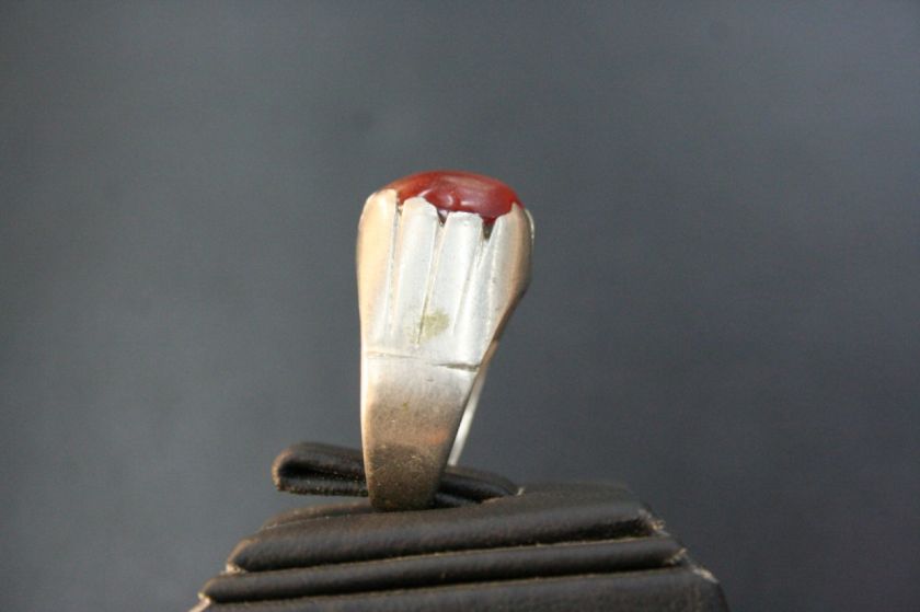 AFGHAN KUCHI STERLING SILVER CARNELIAN STONE RING.  