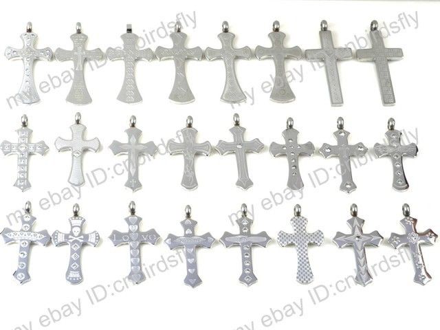   jewelry lots Mixed 10X Stainless steel Men Lady Cross pendants + Chain