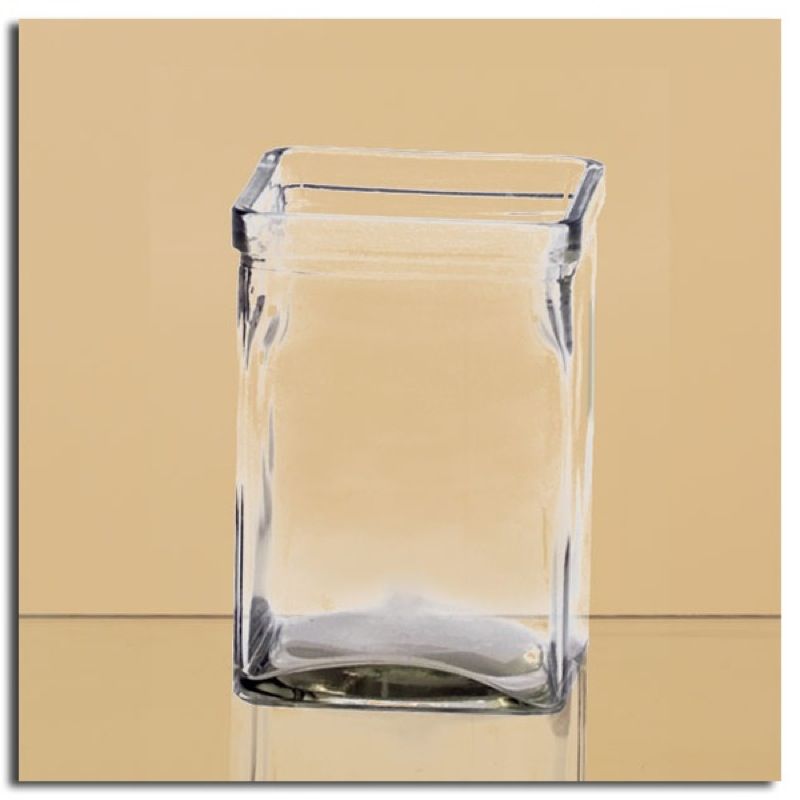 This set of 6 recycled glass square shaped pillar candle holders fit a 