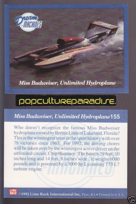 MISS BUDWEISER Hydroplane Speedboat Racing PHOTO CARD  