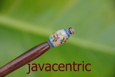   STICK PICK / SHAWL PIN lampworked glass BEADS new Sono wood  