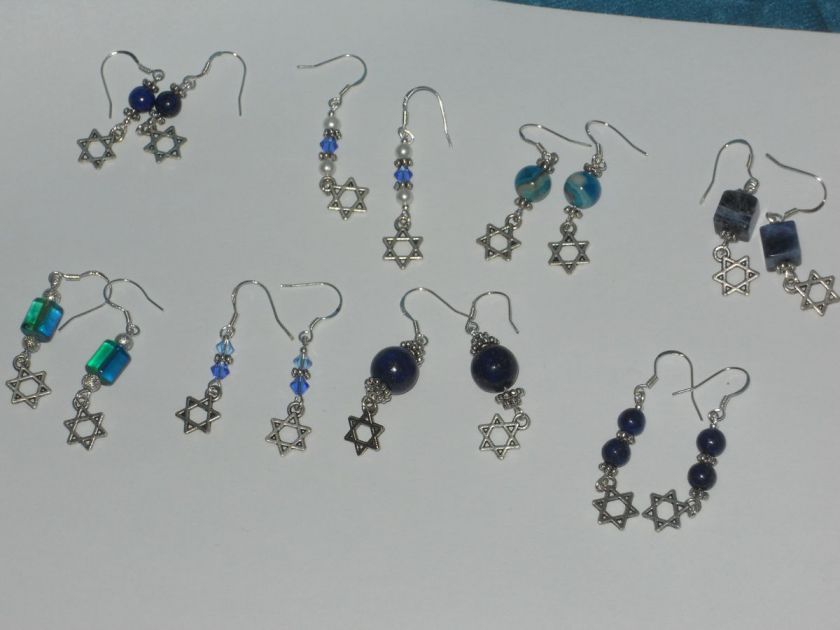 JEWISH JUDAICA HANUKKAH CHANUKAH CELEBRATION EARRINGS HANDCRAFTED USA 