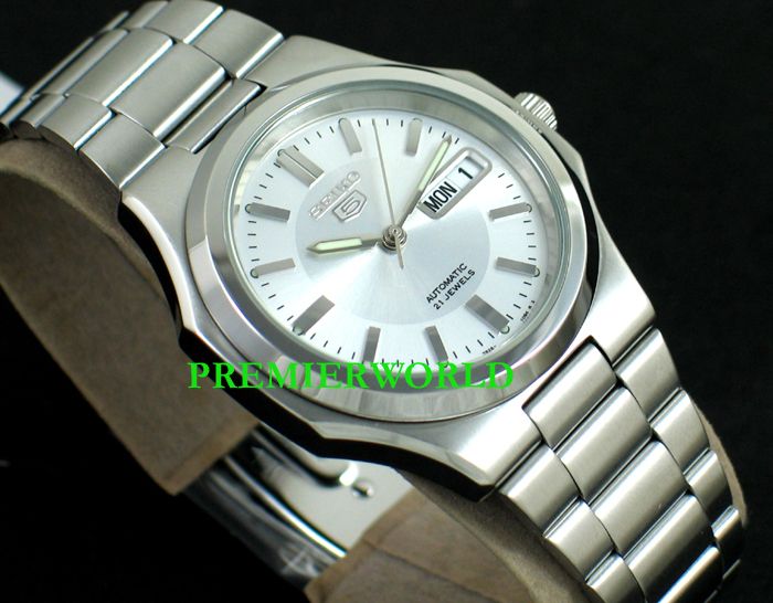 SEIKO MEN AUTOMATIC SEE THRU OCTAGON STEEL WATCH SNKK41  