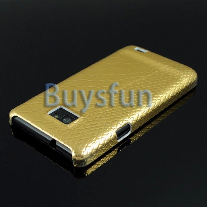 Gold Snake skin style Hard Cover Case for Samsung Galaxy S2 i9100 