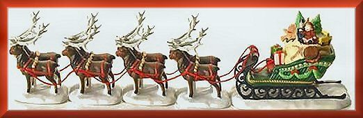 Sleigh & 8 Tiny Reindeer Dept. 56 North Pole D56 NP  