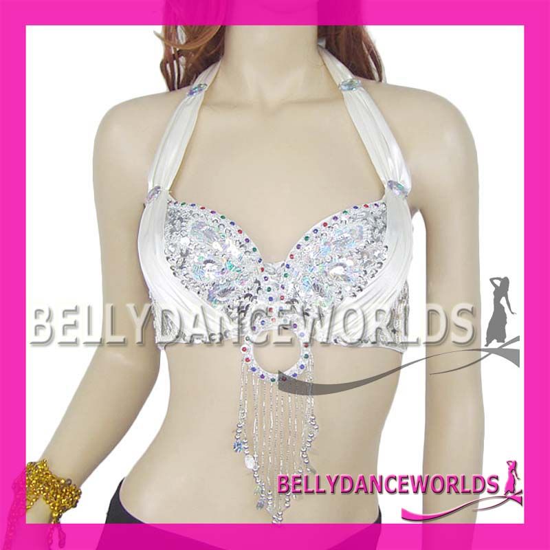 BELLY DANCE COSTUME BUTTERFLY SEQUIN BEAD BRA TOP 9 CLR  