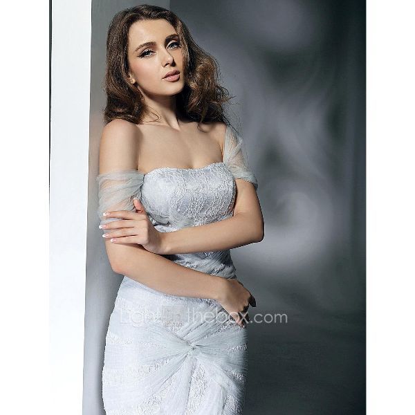 LT87302*Silver Off the shoulder Ball Prom Evening Dress  